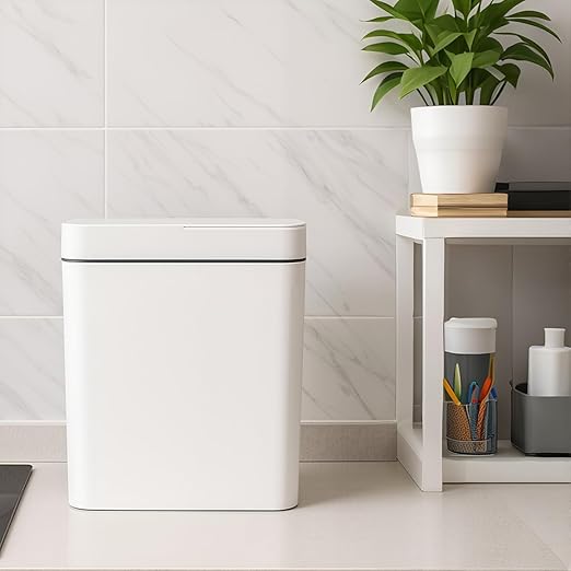 Two Gray Smart Sensor Trash cans with a Capacity of 3.2 gallons, Supporting Multiple Opening Methods, Waterproof Design, Anti Odor Design, Fast Response, Suitable for Kitchens,bedrooms,Offices, etc