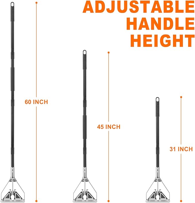 KeFanta 60" Metal Mop Handle Commercial Heavy Duty, Quick Change Industrial Mop Stick Replacemet,Side Gate Mops Head Replacement Holder for Floor Cleaning(2 Pack)