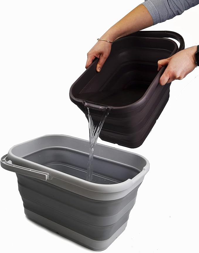 SAMMART 12L (3.17 Gallon) Collapsible Rectangular Handy Bucket (1, Brown)