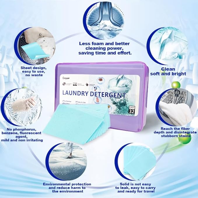 Laundry Detergent Sheets | Ultra-Portable | Travel Size | 192 Loads, 5-Second Dissolve | TSA-Approved & Eco-Friendly | 2X Stain Removal Tech | HE-Safe Detergent Sheets, Fresh Botanical Scent