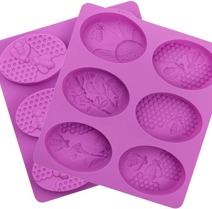 3D Bee Soap Molds 2pcs 6 Cavities Honeybee Silicone Soap Molds Honeycomb Soap Mold for Homemade Craft Soap