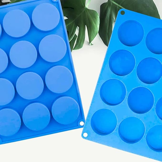 Rose Ice Cube Mold & Soap Silicone Molds - 12-hole Round for Bath Bombs (2 Pack)