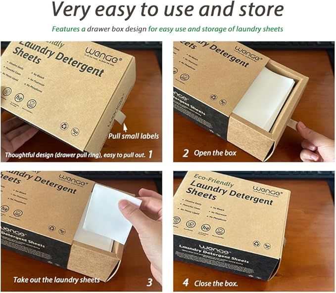 Wenge Laundry Detergent Sheets - Eco-Friendly 240 Count, No Plastic Jug, Liquidless Technology, Hypoallergenic for Home, Dorm, Travel, Camping - Hand Washing, Clean, No Mess, Fresh Scent