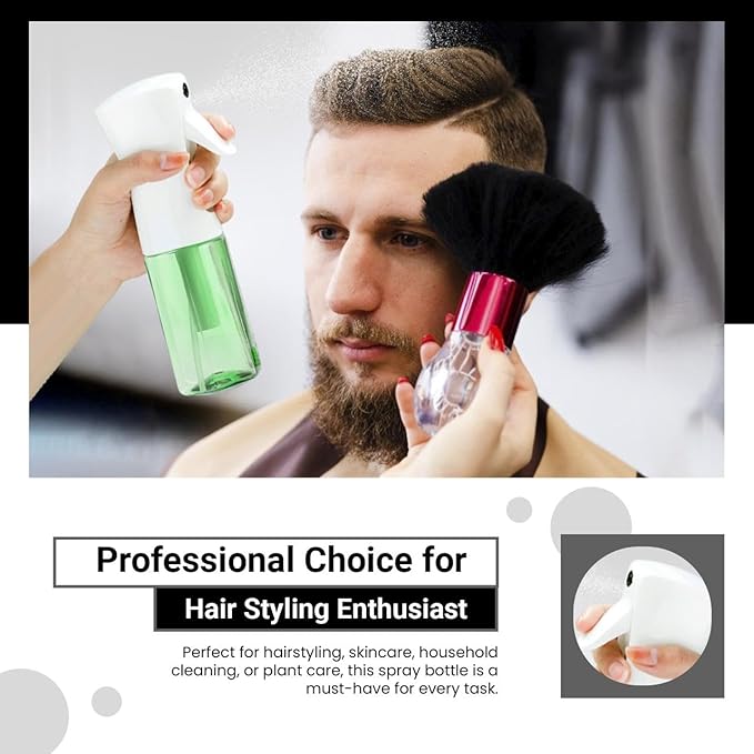 Continuous Mist Spray Bottle – Ultra Fine Mist for Hair Styling, Salon Use, and Versatile Applications – Ideal for Plants, Cleaning, and Travel – 5 oz Green Octagon Shape Empty Bottle