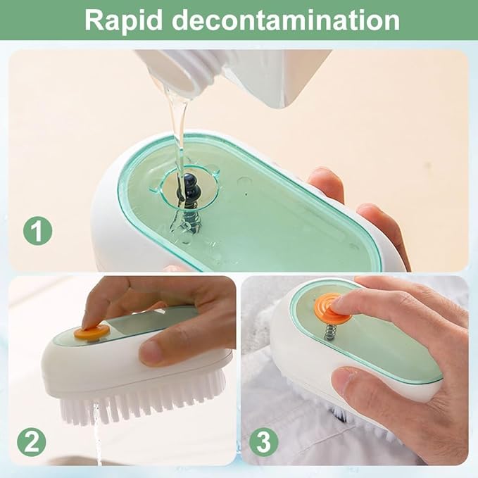2 in 1 Multifunction Cleaning Brush, Multifunctional Cleaning Brush with Soap Dispenser, Liquid Filled laundry Brush, Household Cleaning Clothes Shoes Brush with Liquid Box (Green+White)