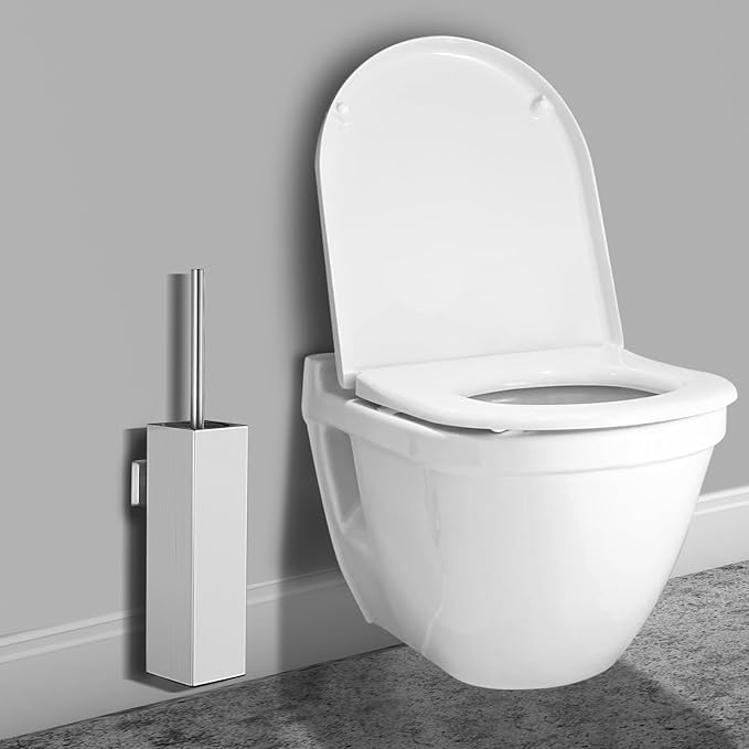 Toilet Brush Wall Mounted Toilet Brushes with Holder for Bathroom Toilet Bowl Brush Square Brushed Nickel
