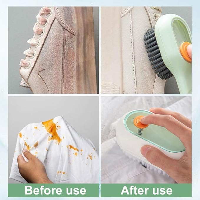 2 in 1 Multifunction Cleaning Brush, Multifunctional Cleaning Brush with Soap Dispenser, Liquid Filled laundry Brush, Household Cleaning Clothes Shoes Brush with Liquid Box (2pcsWhite)