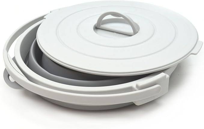 SAMMART 10L (2.64Gallon) Collapsible Fishing Bucket with Locking Lid - Foldable Round Tub - Portable Plastic Water Pail - Space Saving Outdoor Waterpot