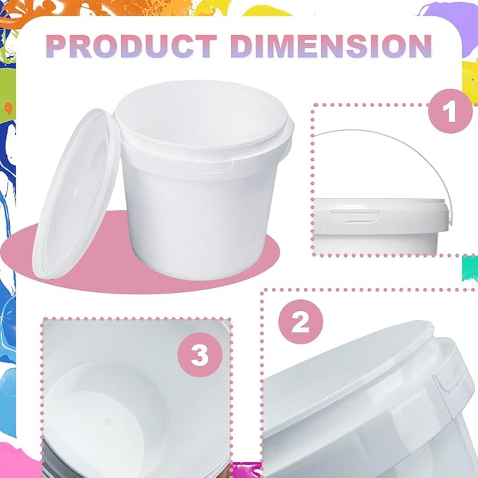 10 Pcs Paint Buckets with Lids and Handles 2 Quart Paint Cans (for Paints) Empty Paint Cans Plastic Paint Containers for Storing Leftover Paint Pigment Varnish, Crafts, Garage Organization