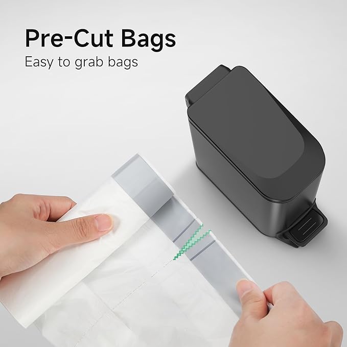 TIPGO Small Trash Bags Drawstring 1.6 Gallon, Pre-Cut Mini Garbage Bags for 1.2-1.8 Gallon Trash Bins, 120 Count (Code A)