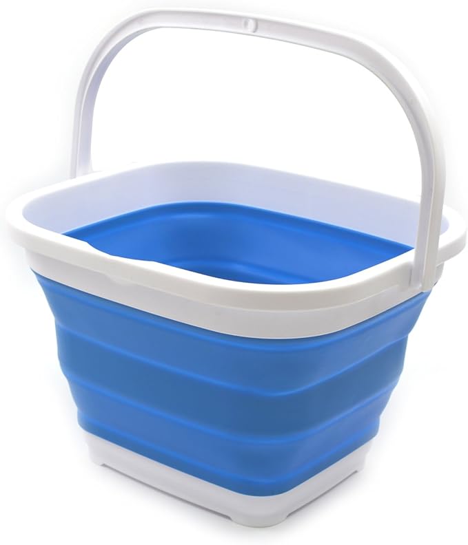 SAMMART 11L (2.9 Gallon) Collapsible Rectangular Handy Bucket (1, Blue)