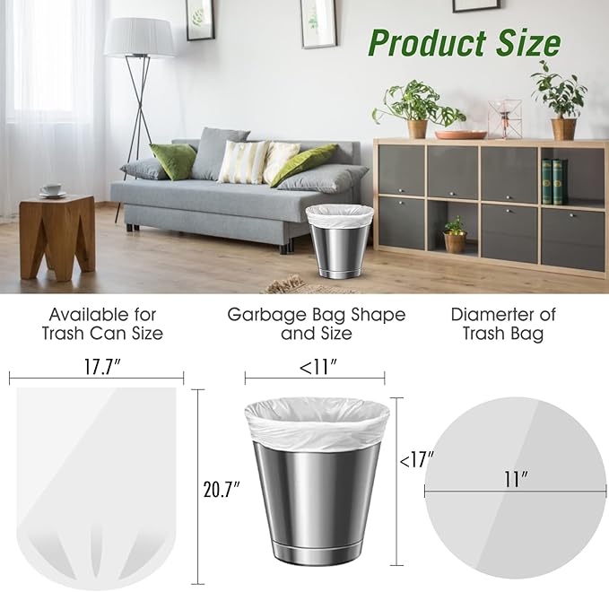 Charmount Small Trash Bags - 180 (Counts) 4 Gallon Garbage Bags for Bathroom, Kitchen, Office and Bedroom, 4 Gallon Unscented White Trash Bag …