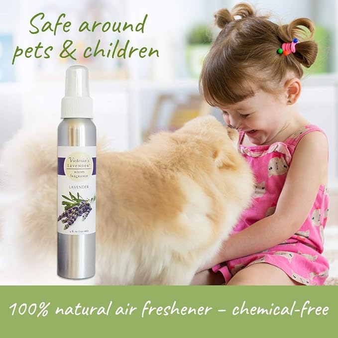 Victoria's Lavender Room Spray - All Natural Home Fragrance, Pure Oil Air Freshener & Odor Eliminator, Relaxing Scent, Aromatherapy Household Essentials, Made in the USA, 2-Pack Lavender, 4 oz each