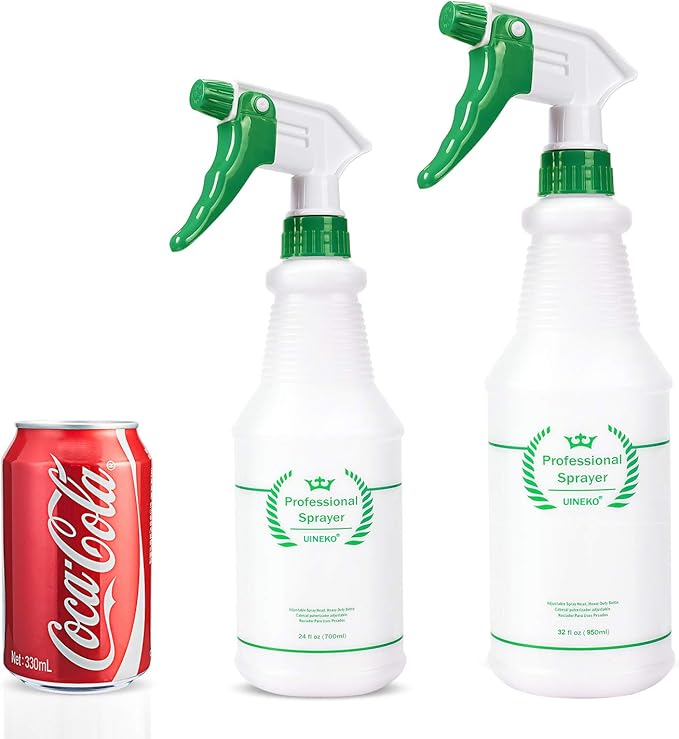 Plastic Spray Bottle (3 Pack, 32 Oz, 3 Colors) Heavy Duty All-Purpose Empty Spraying Bottles Leak Proof Commercial Mist Water Bottle for Cleaning Solutions Plants Pet with Adjustable Nozzle