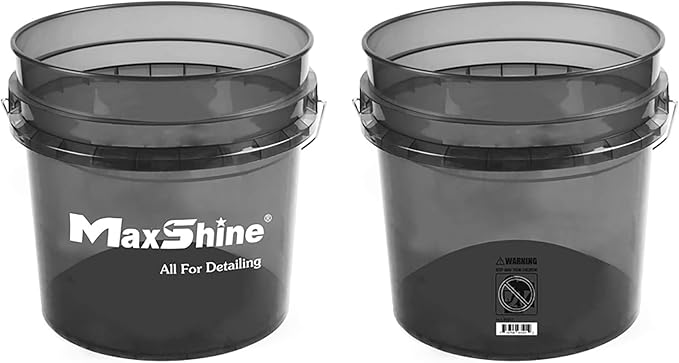Maxshine 3.5gal Universal Black Detailing Bucket – Car Wash Bucket for Scratch-Free Cleaning, Garage Storage & Organization – Holds Soap, Foam Cannon, Microfiber Towels & More