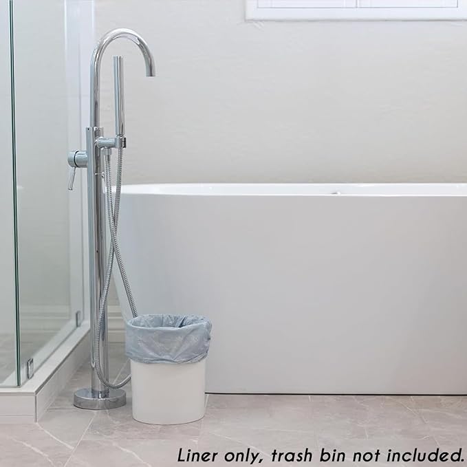 Happy Haven Bathroom Trash Bags for 2,3,4 Gallon Trash Can, Small Garbage Bags - Bedroom & Bathroom, Decorative Cute Wastebasket Liner - 50 Count (Light Blue Botanical)