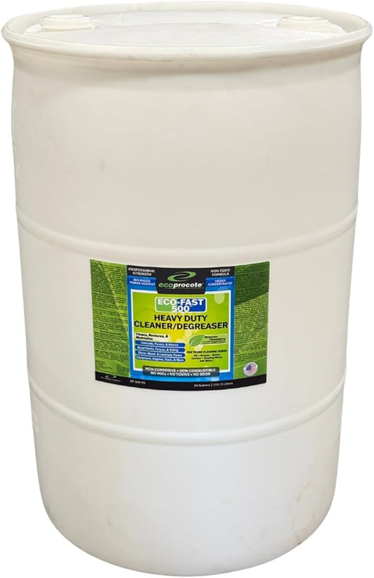 EcoFast 500 Heavy-Duty Degreaser Cleaner — Non-Toxic, Biodegradable Grease Stain Dissolver — All Purpose Degreaser Concentrate for Kitchen, Automotive, Floor, Wood, Fabric, Driveway, Grill — 55 Gallon