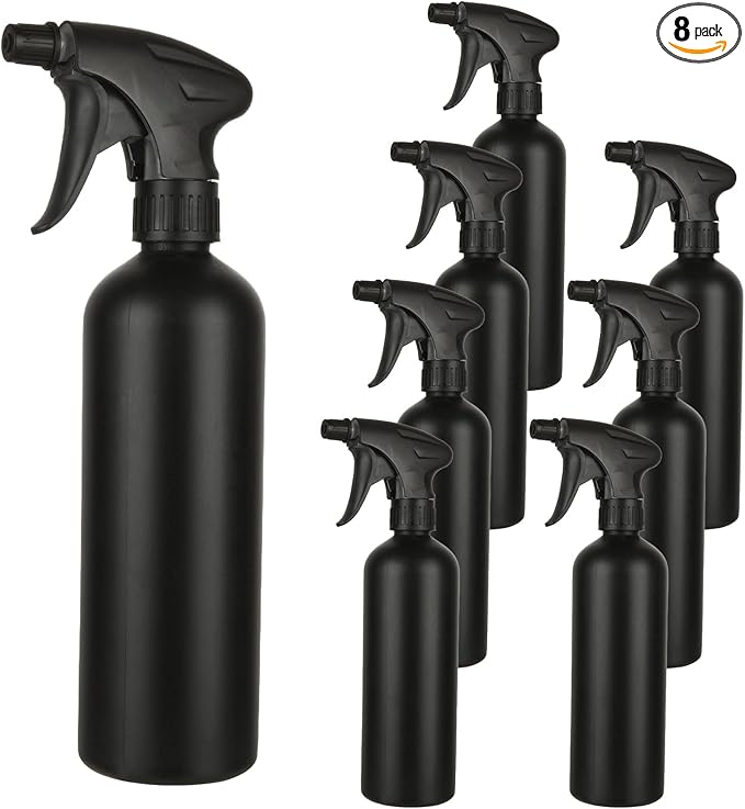 8 Pcs 16 oz Plastic Spray Bottles Black for Cleaning Solutions, Heavy Duty Spray Bottles Cleaning Spray Bottle, empty Spraying Bottle for Home Garden Plant Kitchen