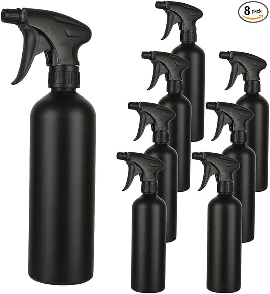 8 Pcs 16 oz Plastic Spray Bottles Black for Cleaning Solutions, Heavy Duty Spray Bottles Cleaning Spray Bottle, empty Spraying Bottle for Home Garden Plant Kitchen