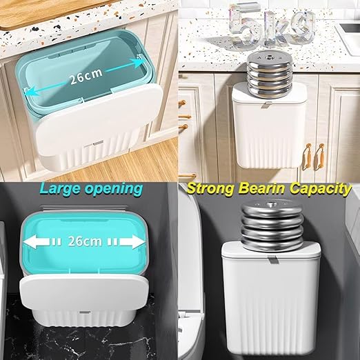 2.4 Gallon Kitchen Trash Can with Lid Compost Bin for Counter Top or Under Sink Large Capacity Garbage Can for Kitchen Bathroom Bedroom Laundry Room (White)