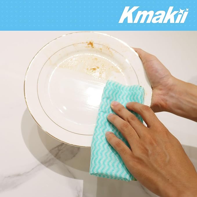 KMAKII Handi Wipe Reusable Cloths - Multi-Purpose Cleaning Cloths and Towels, Absorbent, Quick-Dry, Durable Wipes for Kitchen and Home, Green, 11.8 x 21 inches, Pack of 40
