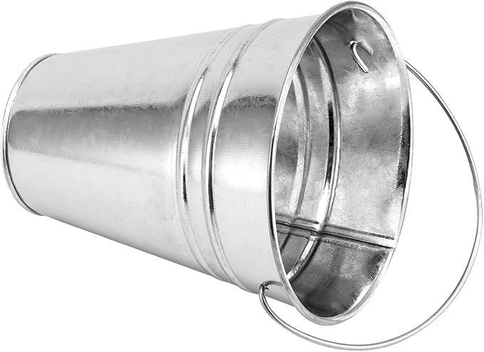 SINJEUN 40 Pack 4.5 x 5 Inch Galvanized Metal Buckets, Silver Metallic Pails with Handle, Mini Tinplate Tin Pails for Craft, Ice, Candy Snack, Flower Decoration