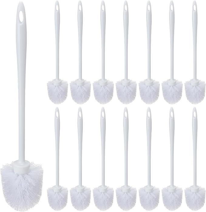 Tioncy 15 Pcs 14.2 Inch Toilet Brush Commercial Heavy Duty Toilet Bowl Cleaning Scrub Long Scrubber for Bathroom Cleaning Supplies
