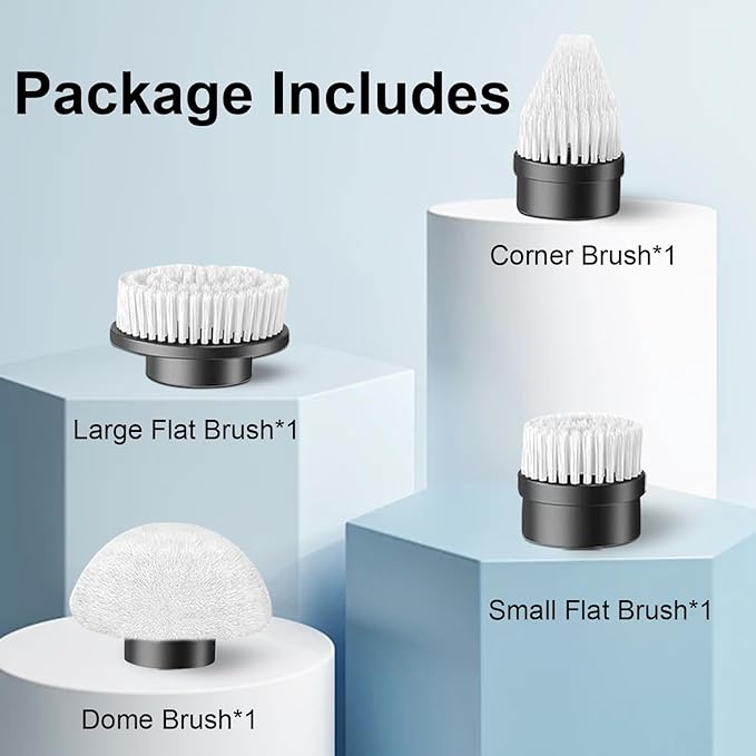Electric Spin Scrubber Replaceable Brush Heads Set, 4 Pack Cordless Spin Scrubber Brush Heads for Household Cleaning Brushes/Bathroom/Floor/Tile/Car
