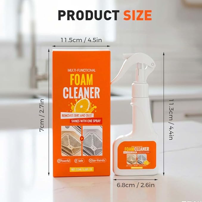 Multi-Functional Foam Cleaner, 2025 New Kitchen Cleaner, Powerful Kitchen Degreaser Spray, Multipurpose Dust Grease Remover for Pots, Pans, Countertops Appliances (2)