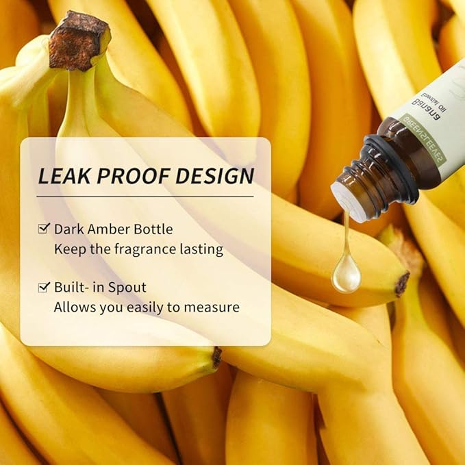 GREENSLEEVES Banana Essential Oil, 10ml Pure Plant-Based Fragrance Oil for Aromatherapy, Essential Oils for Diffuser, Air Freshener, Massage, Bath Bomb, Scented Candle Soap Making