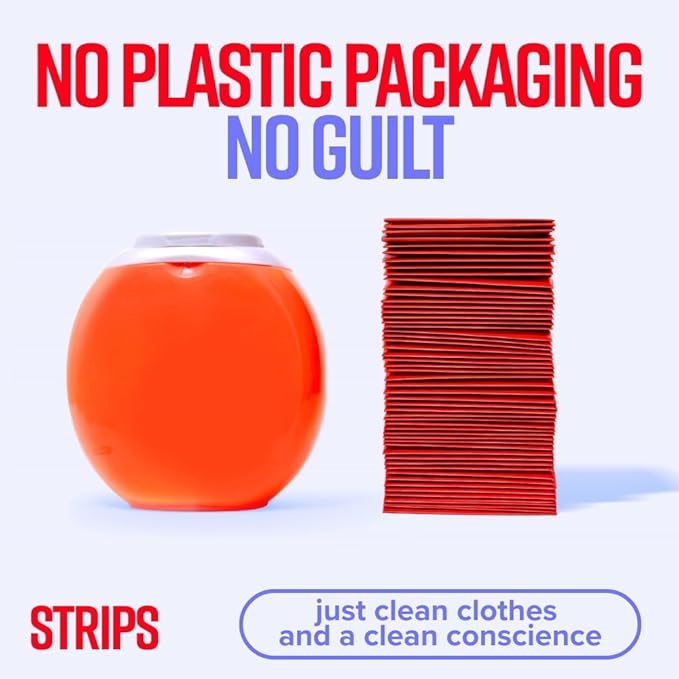 STRIPS Laundry Detergent Sheets Unscented Travel Pack (3ct, 6 loads) Fragrance Free Eco Liquidless Soap, Travel-Friendly, Dissolves in Hot & Cold, Hypoallergenic, Tackles Tough Stains & Odors
