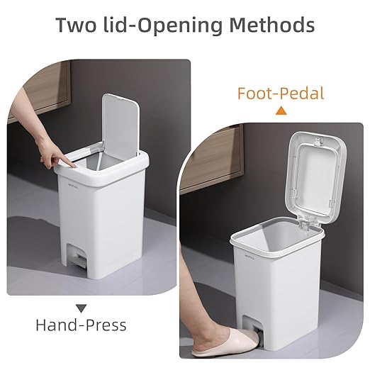 MOPALL Bathroom Trash Can with Lid Soft Close, 16.5L/4.4Gal Slim Trash Can with Pop-Up Lid & Step On Foot Pedal, Garbage Can Waste Bin Trash Bin Wastebasket for Home Kitchen Garage Apartment Office RV
