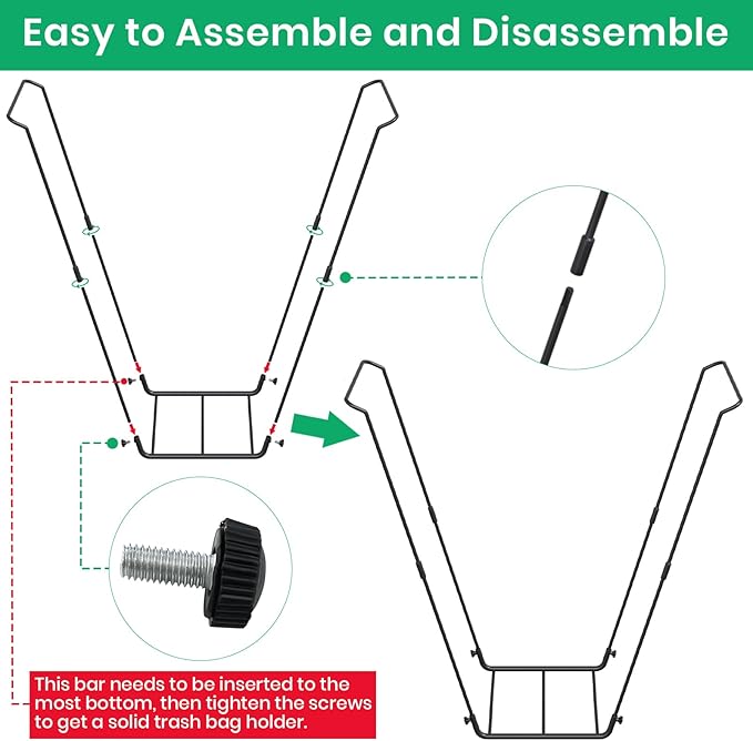 Leaf Bag Holder Collapsible Trash Bag Holders Stand for Outdoor Metal Waste Bags Frame for Garage Yard Lawn Camping Parties
