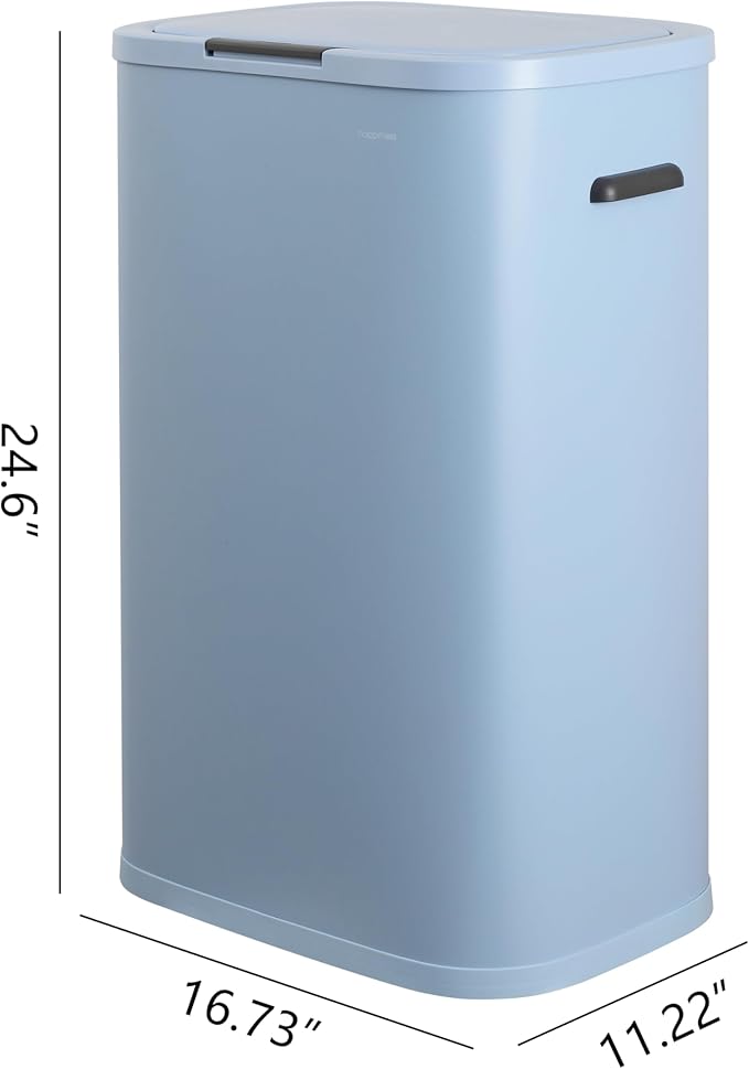 happimess HPM1017H Tammi Kitchen 14.5-Gallon Slim Metal Push Button Trash Can for Home, Kitchen, Laundry Room, Office, Bedroom, Bathroom, Tide Pool Blue