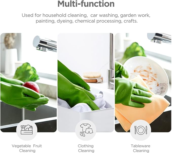Rubber dishwashing gloves 3 or 6 Pairs for kitchen,Cleaning washing dish gloves long for household reuseable durable.