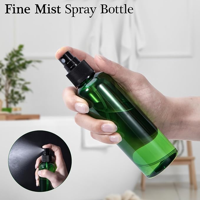 Yebeauty Spray Bottles for Essential Oils, 6.8oz Refillable Plastic Misting Spray Bottle Empty Atomizer Fine Mist Spray Bottle for Beauty Products Cleaning, 2 Pack Green