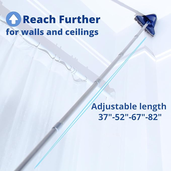 Wall Cleaner Mop with Fan Duster, BAFEZOZE Baseboard Cleaner Tool with Long Handle 82", Floor Cleaner for Mopping Long Dusters for Cleaning, 1 Ceiling Fan Cleaner Duster 4 Replacement Pads