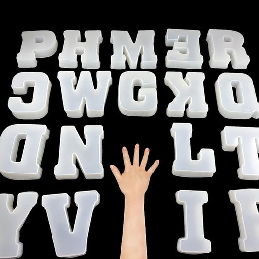 ESEDAGE 6 inch 26 Pack English Alphabet Silicone Letter Mold - Capital & Large Letter Resin Casting Mold