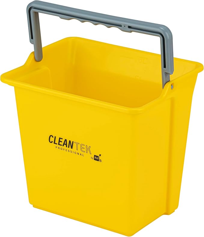 Restaurantware-Clean Tek Professional 6 Quart Cleaning Bucket, 1 Utility Pail with Handle - Heavy-Duty, Portable, Yellow Plastic Washing Pail, Perfect for Household, Outdoor, Car Wash and More