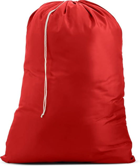 Nylon Laundry Bag - Locking Drawstring Closure and Machine Washable. These Bags will Fit a Laundry Basket or Hamper and Strong Enough to Carry up to Three Loads of Clothes. (Red)