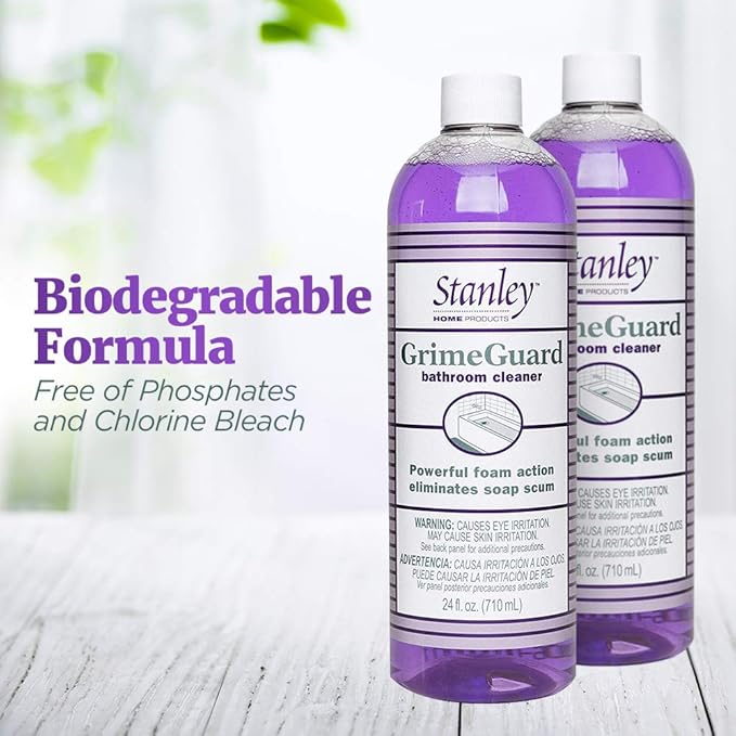 STANLEY HOME PRODUCTS GrimeGuard Bathroom Cleaner - Bleach Free & Non Abrasive Eco Shower & Kitchen Tiles Disinfectant & Deodorizer - Cleans Grime (Refill Bottle)