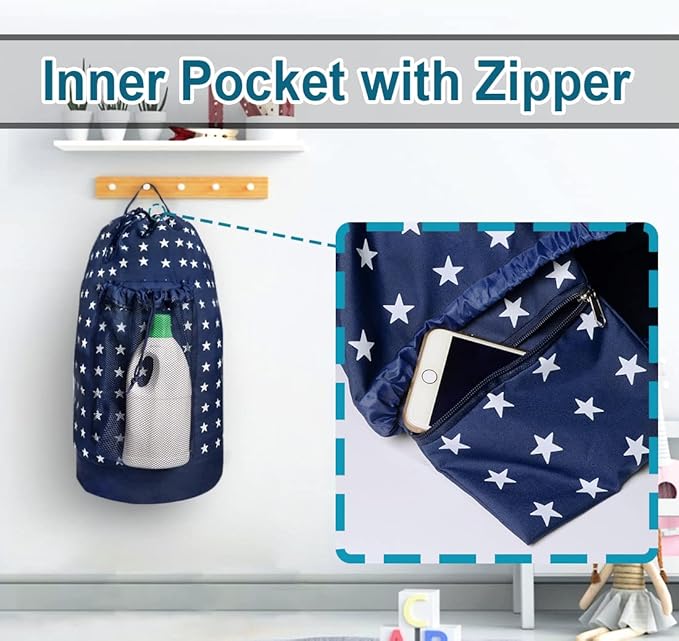 Dalykate Backpack Laundry Bag, Laundry Backpack with Shoulder Straps and Mesh Pocket Durable Nylon Clothes Hamper Bag with Drawstring Closure for College, Travel, Laundromat, Apartment