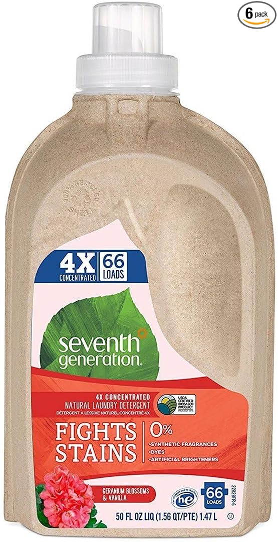 Seventh Generation Geranium Blossoms and Vanilla 4X Laundry Detergent Liquid, 50 Ounce - 6 per case.6