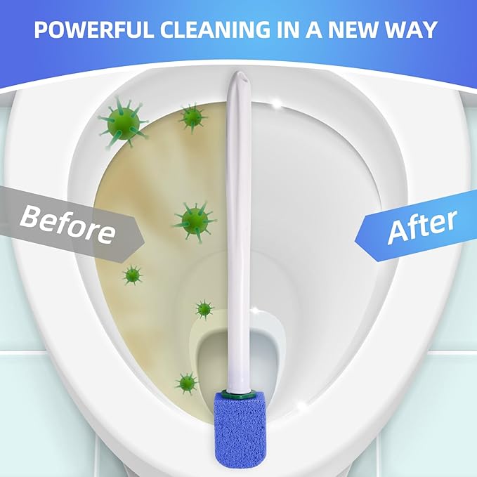 Pumice Stone Toilet Cleaner with Long Handle Pumice Stone Cleaner Rust and Grease Stain Clean Suitable for Toilet Bathroom Kitchen Sink BBQ 2 Handle and 10 Pumice Stones(Blue)