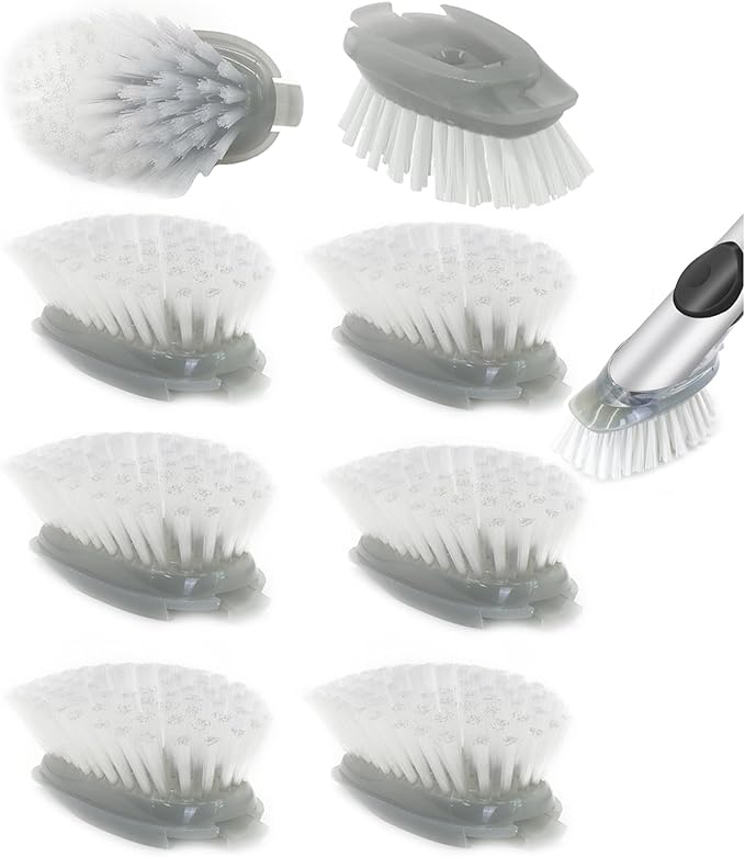 Dish Cleaning Soap Dispensing Brush Refills for OXO Dish Brush - 8 Pack Brush Head Replacement for Scrubber (Grey)