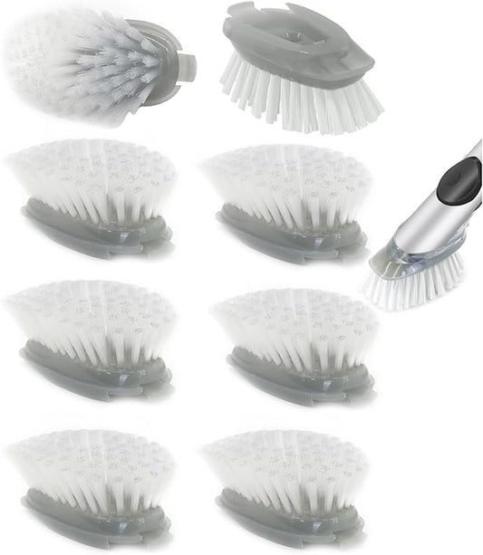 Dish Cleaning Soap Dispensing Brush Refills for OXO Dish Brush - 8 Pack Brush Head Replacement for Scrubber (Grey)