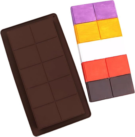 2 Pack Chocolate block Silicone Molds, Silicone Molds for Chocolate, Cake, Candy, Pudding,Fondant, Baking Mold, Soap Molds for Soap Making, 10 Cavities