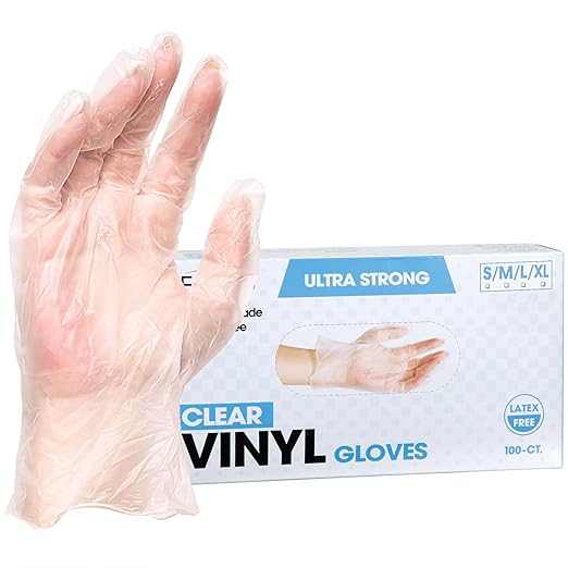 ForPro Disposable Vinyl Gloves, Clear, Industrial Grade, Powder-Free, Latex-Free, Non-Sterile, Food Safe, 2.75 Mil. Palm, 3.9 Mil. Fingers, Small, 100-Count