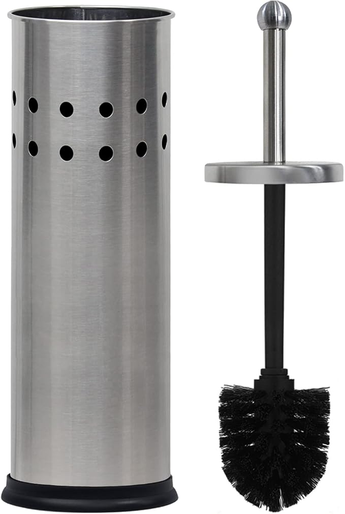 Blue Donuts Toilet Brush with Stainless Steel Holder, Toilet Bowl Cleaner Brush and Holder, Cleaning Brush Holder, Chrome