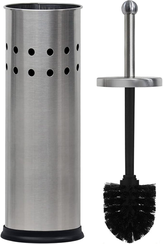 Blue Donuts Toilet Brush with Stainless Steel Holder, Toilet Bowl Cleaner Brush and Holder, Cleaning Brush Holder, Chrome